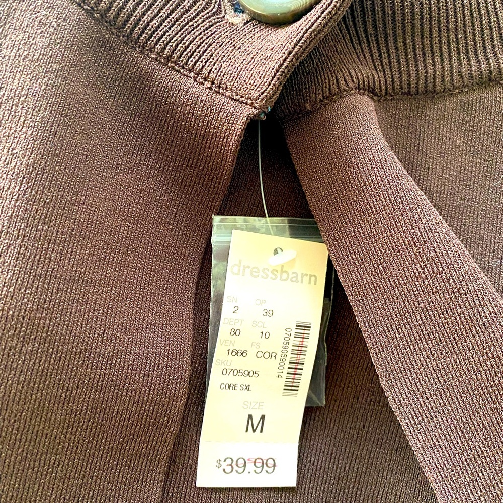 Women’s 1 button cardigan/cape brown, medium NWT - Picture 3 of 4